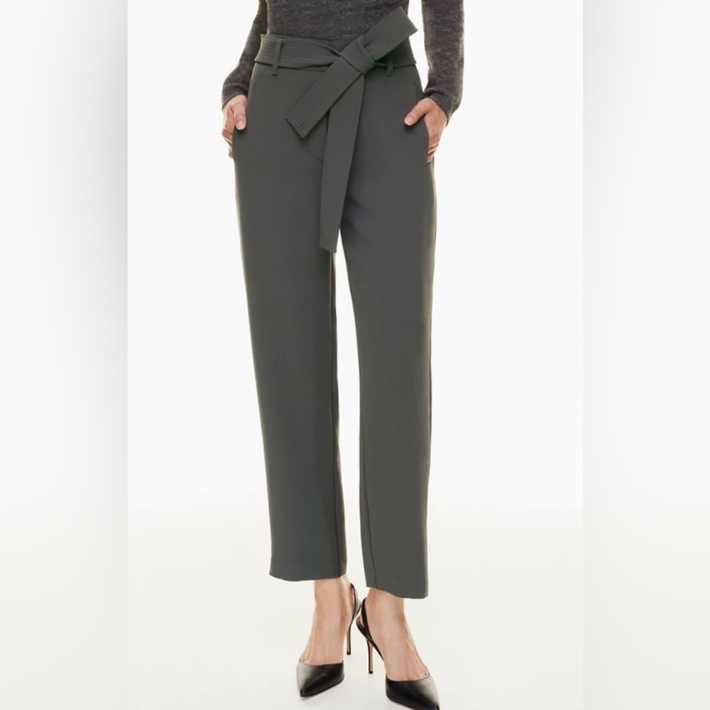 Wilfred (Aritzia) $148 Tie-Front Ankle Pant in Comet Grey Size 6 w/ belt EUC - Picture 2 of 16